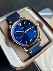  Shop Authentic Fossil The Commuter Blue Dial Blue Leather Strap Watch for Men - FS5274 - Luxxuri
