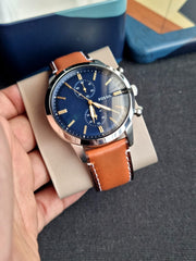  Shop Authentic Fossil Townsman Chronograph Blue Dial Brown Leather Strap Watch for Men - FS5279 - Luxxuri