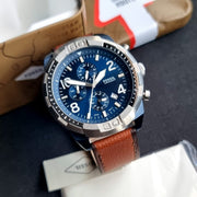  Shop Authentic Fossil Bronson Chronograph Luggage Blue Dial Brown Leather Strap Watch for Men - FS5829 - Luxxuri