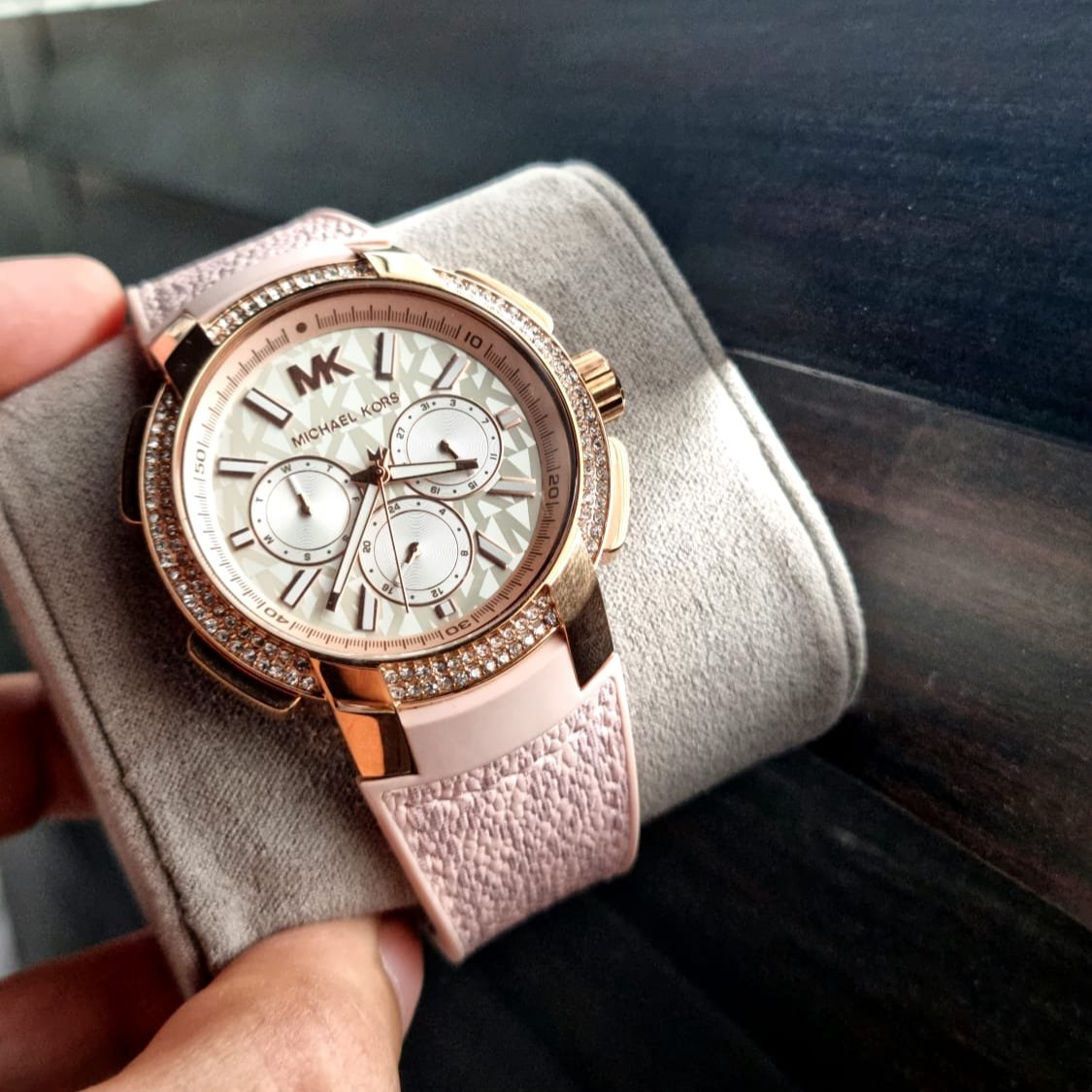  Shop Authentic Michael Kors Sidney Multifunction White Dial Pink Silicone Strap Watch For Women - MK7222 - Luxxuri