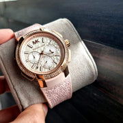  Shop Authentic Michael Kors Sidney Multifunction White Dial Pink Silicone Strap Watch For Women - MK7222 - Luxxuri