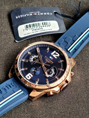  Shop Authentic Tommy Hilfiger Decker Multifunction Blue Dial Blue Rubber Strap Watch for Men - 1791474 - Luxxuri
