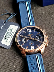  Shop Authentic Tommy Hilfiger Decker Multifunction Blue Dial Blue Rubber Strap Watch for Men - 1791474 - Luxxuri