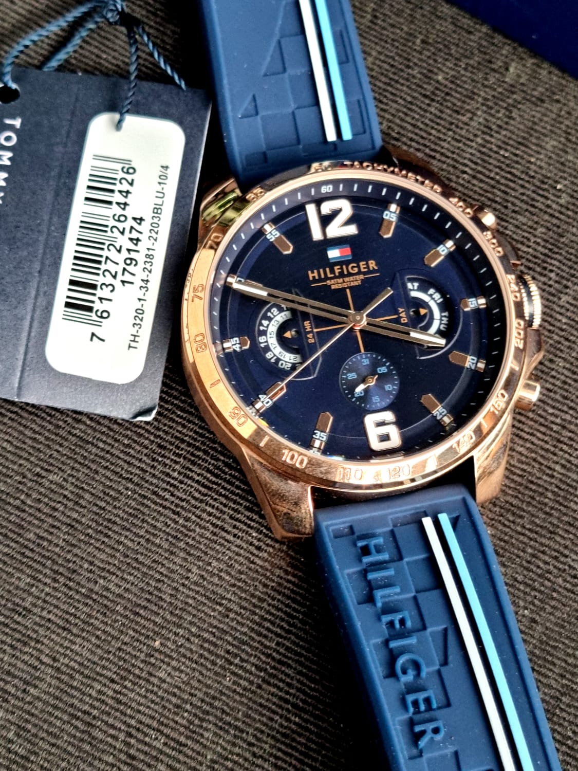  Shop Authentic Tommy Hilfiger Decker Multifunction Blue Dial Blue Rubber Strap Watch for Men - 1791474 - Luxxuri
