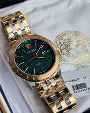  Shop Authentic Versace Univers Quartz Green Dial Two Tone Steel Strap Watch for Men - VEBK00718 - Luxxuri