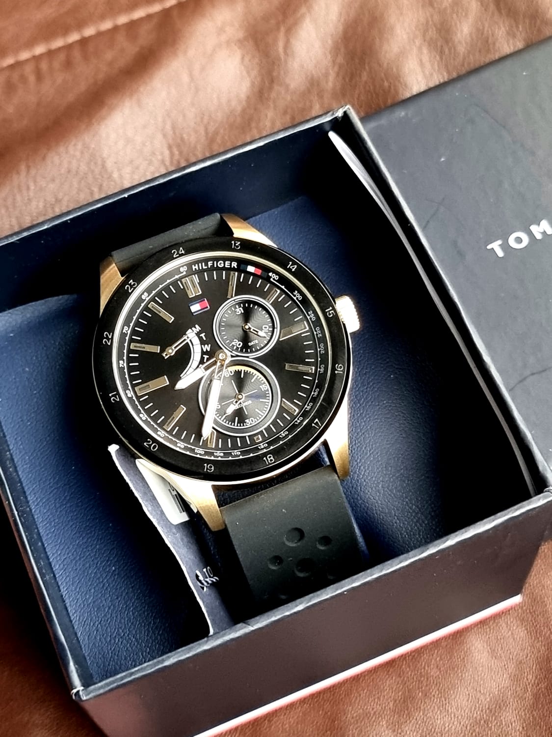  Shop Authentic Tommy Hilfiger Austin Black Dial Black Rubber Strap Watch for Men - 1791636 - Luxxuri