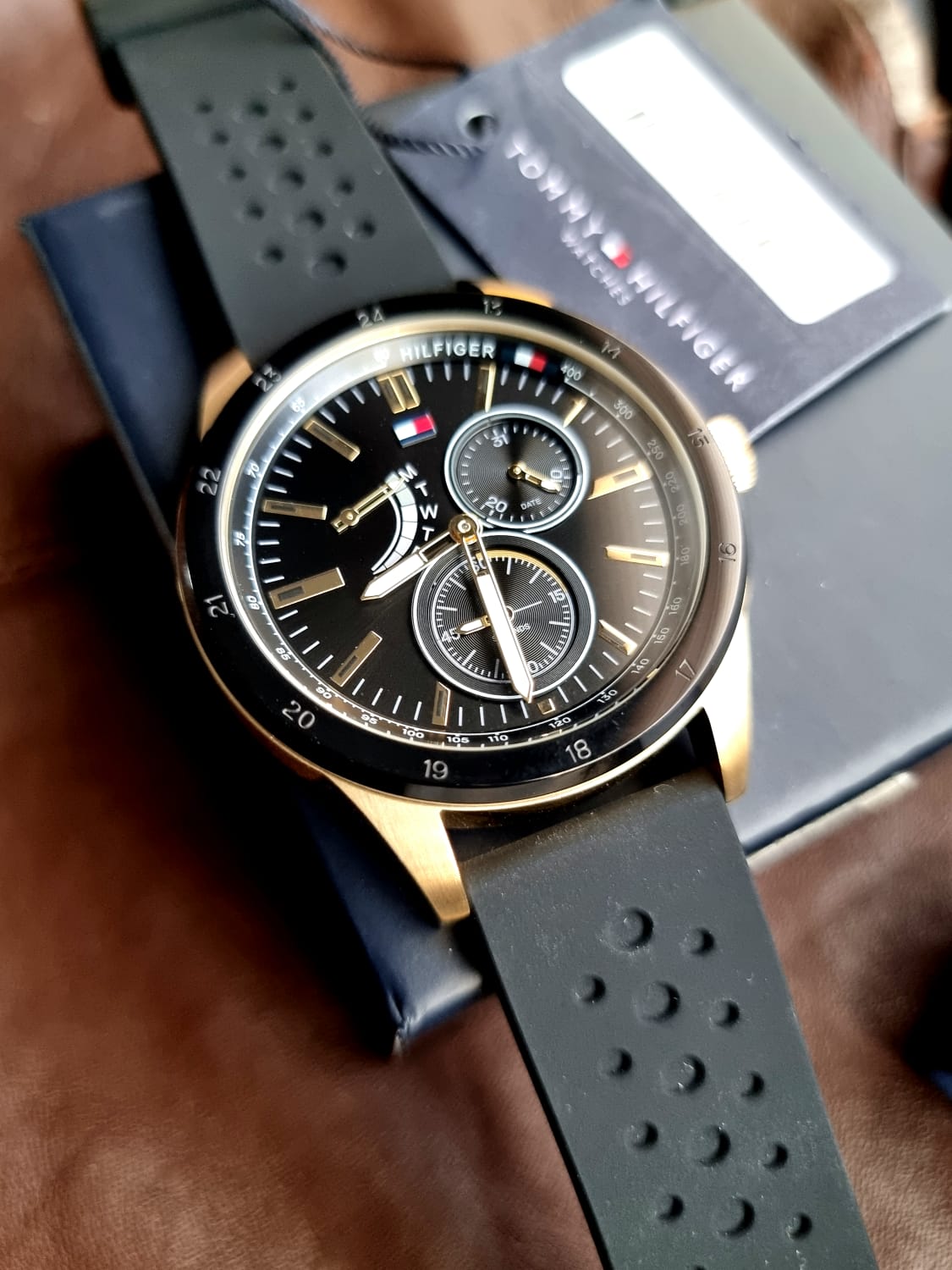  Shop Authentic Tommy Hilfiger Austin Black Dial Black Rubber Strap Watch for Men - 1791636 - Luxxuri