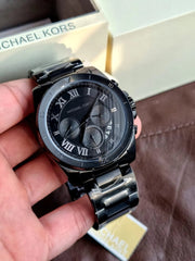  Shop Authentic Michael Kors Brecken Chronograph Black Dial Black Steel Strap Watch For Men - MK8482 - Luxxuri