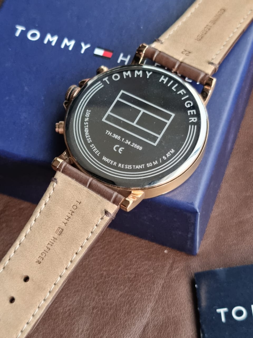  Shop Authentic Tommy Hilfiger Daniel Black Dial Brown Leather Strap Watch for Men - 1710379 - Luxxuri