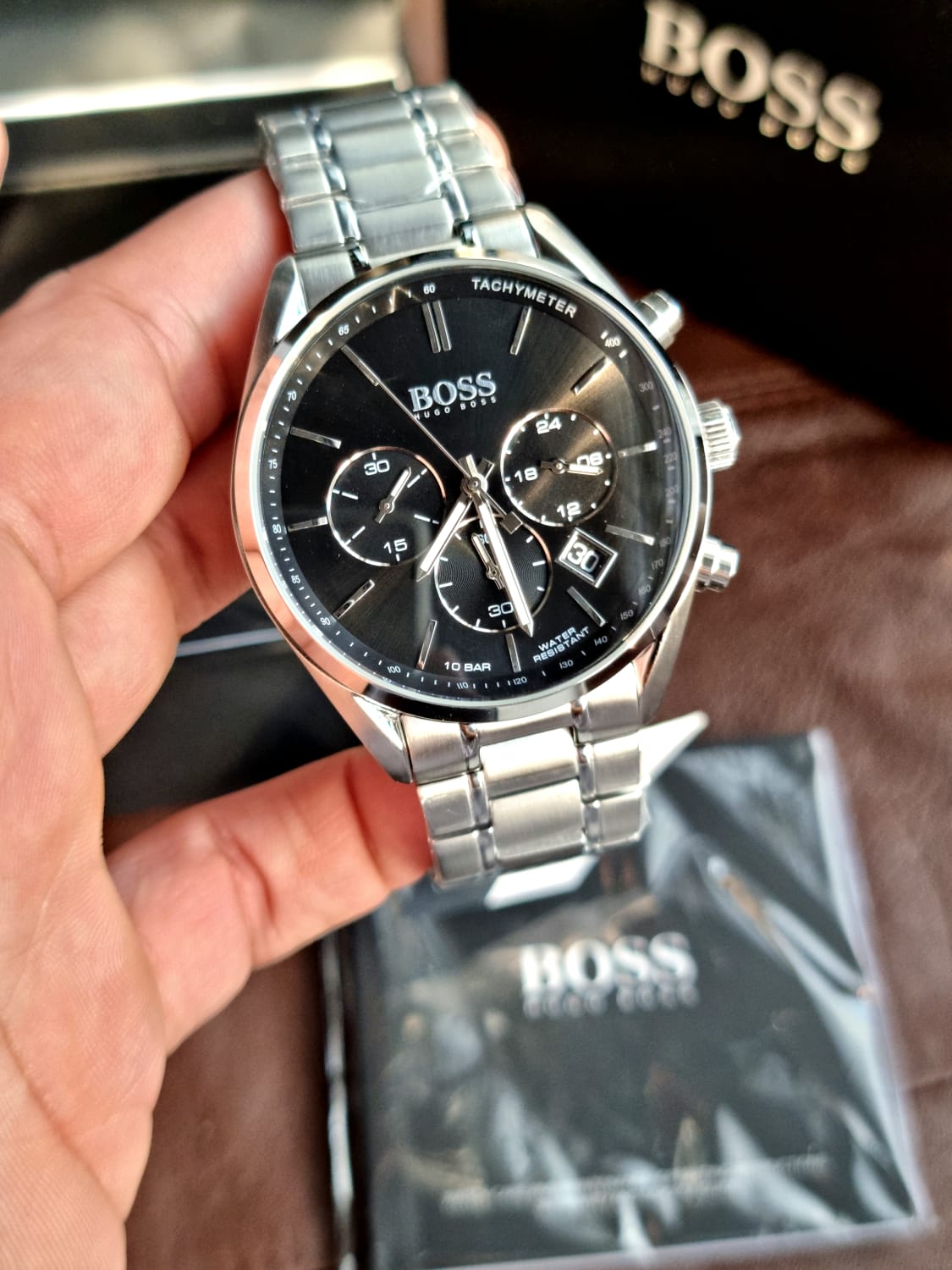  Shop Authentic Hugo Boss Driver Chronograph Black Dial Silver Steel Strap Watch For Men - 1513080 - Luxxuri