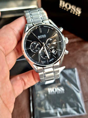  Shop Authentic Hugo Boss Driver Chronograph Black Dial Silver Steel Strap Watch For Men - 1513080 - Luxxuri