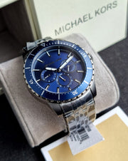  Shop Authentic Michael Kors Chronograph Cunningham Multifunction Blue Dial Grey Steel Strap Watch For Men - MK7155 - Luxxuri