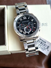  Shop Authentic Michael Kors Brecken Chronograph Quartz Black Dial Silver Steel Strap Watch For Men - MK8438 - Luxxuri