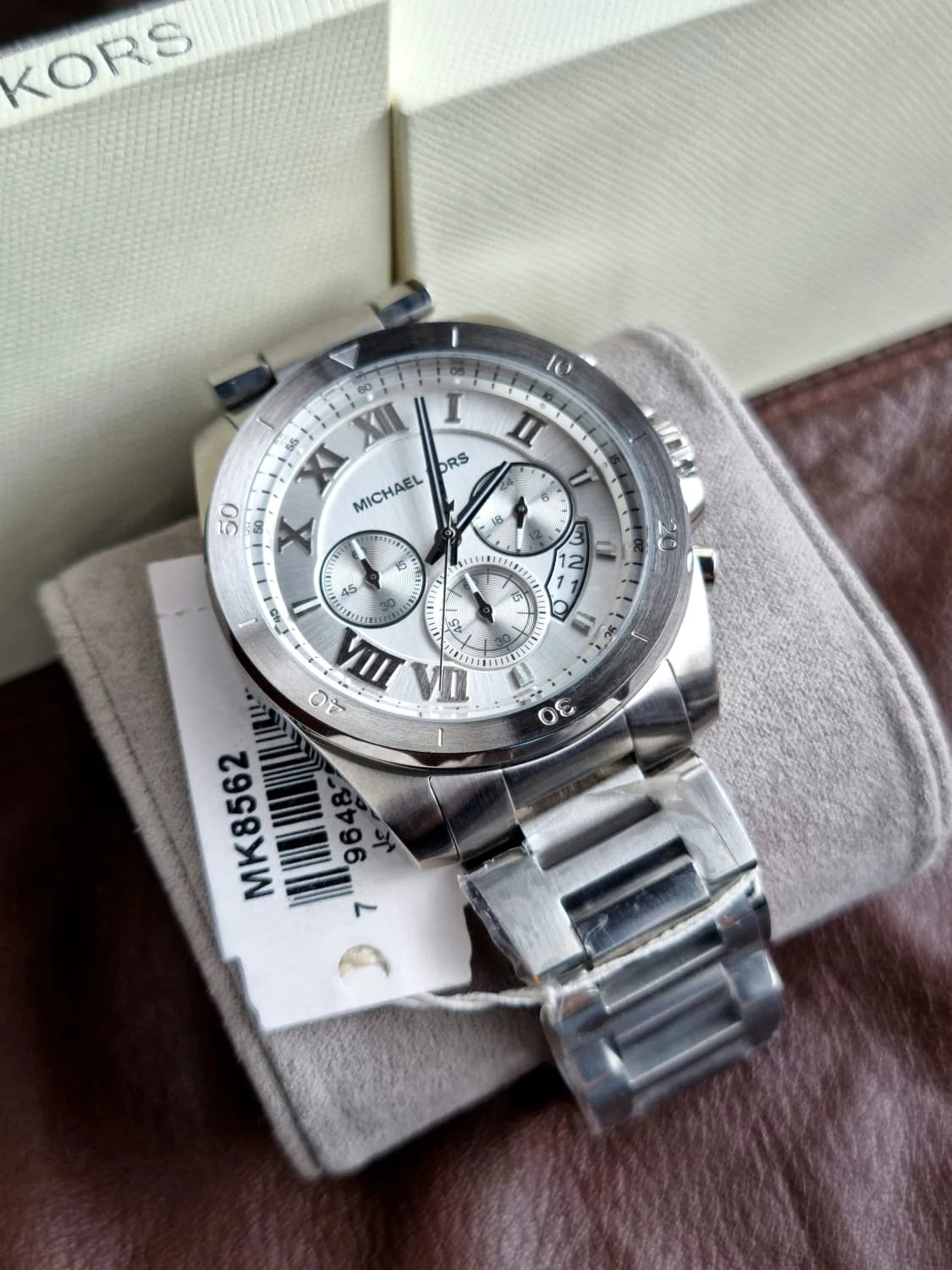  Shop Authentic Michael Kors Brecken Chronograph Silver Dial Silver Steel Strap Watch For Women - MK8562 - Luxxuri