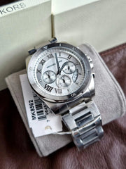  Shop Authentic Michael Kors Brecken Chronograph Silver Dial Silver Steel Strap Watch For Women - MK8562 - Luxxuri