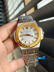  Shop Authentic Versace Chain Reaction Quartz White Dial Two Tone Steel Strap Watch for Men - VEDY00519 - Luxxuri
