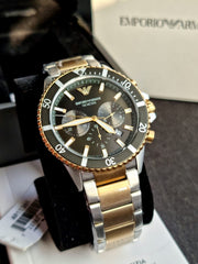  Shop Authentic Emporio Armani Diver Chronograph Green Dial Two Tone Steel Strap Watch For Men - AR11361 - Luxxuri