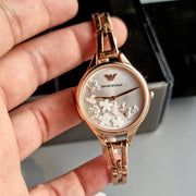  Shop Authentic Emporio Armani Aurora Quartz Silver Dial Gold Steel Strap Watch For Women - AR11108 - Luxxuri