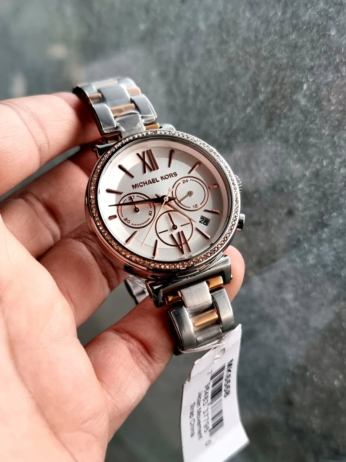  Shop Authentic Michael Kors Sofie Chronograph Quartz White Dial Two Tone Steel Strap Watch For Women - MK6558 - Luxxuri