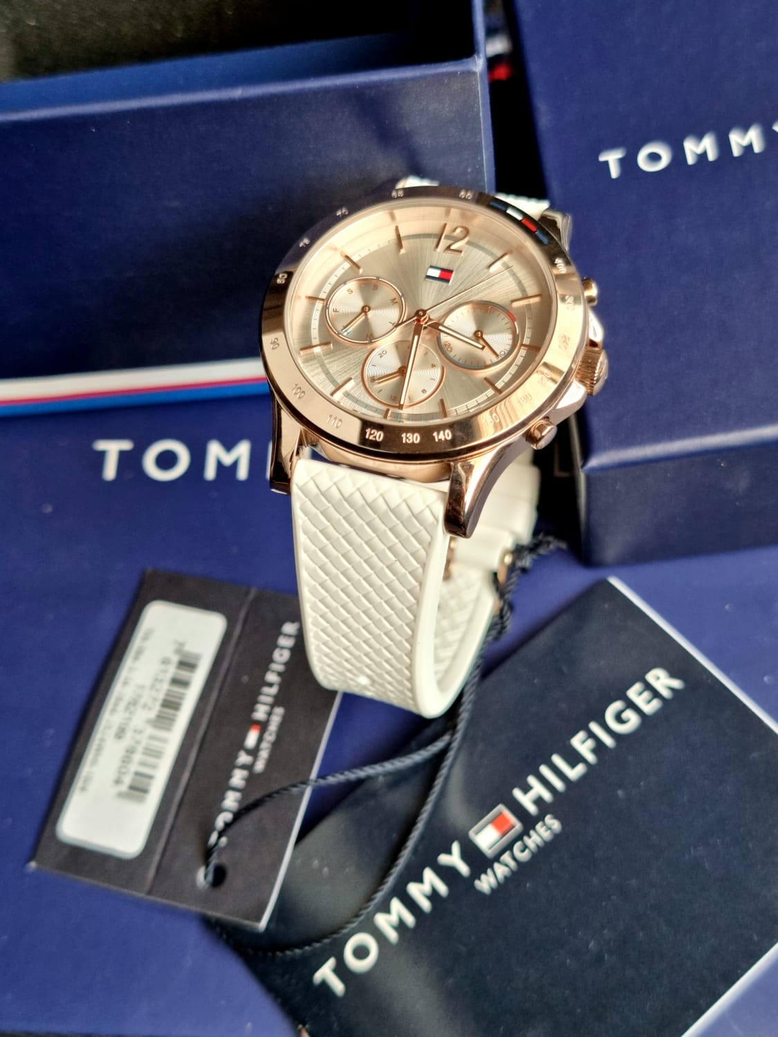  Shop Authentic Tommy Hilfiger Angela Silver Dial Cream Leather Strap Watch for Women - 1782123 - Luxxuri