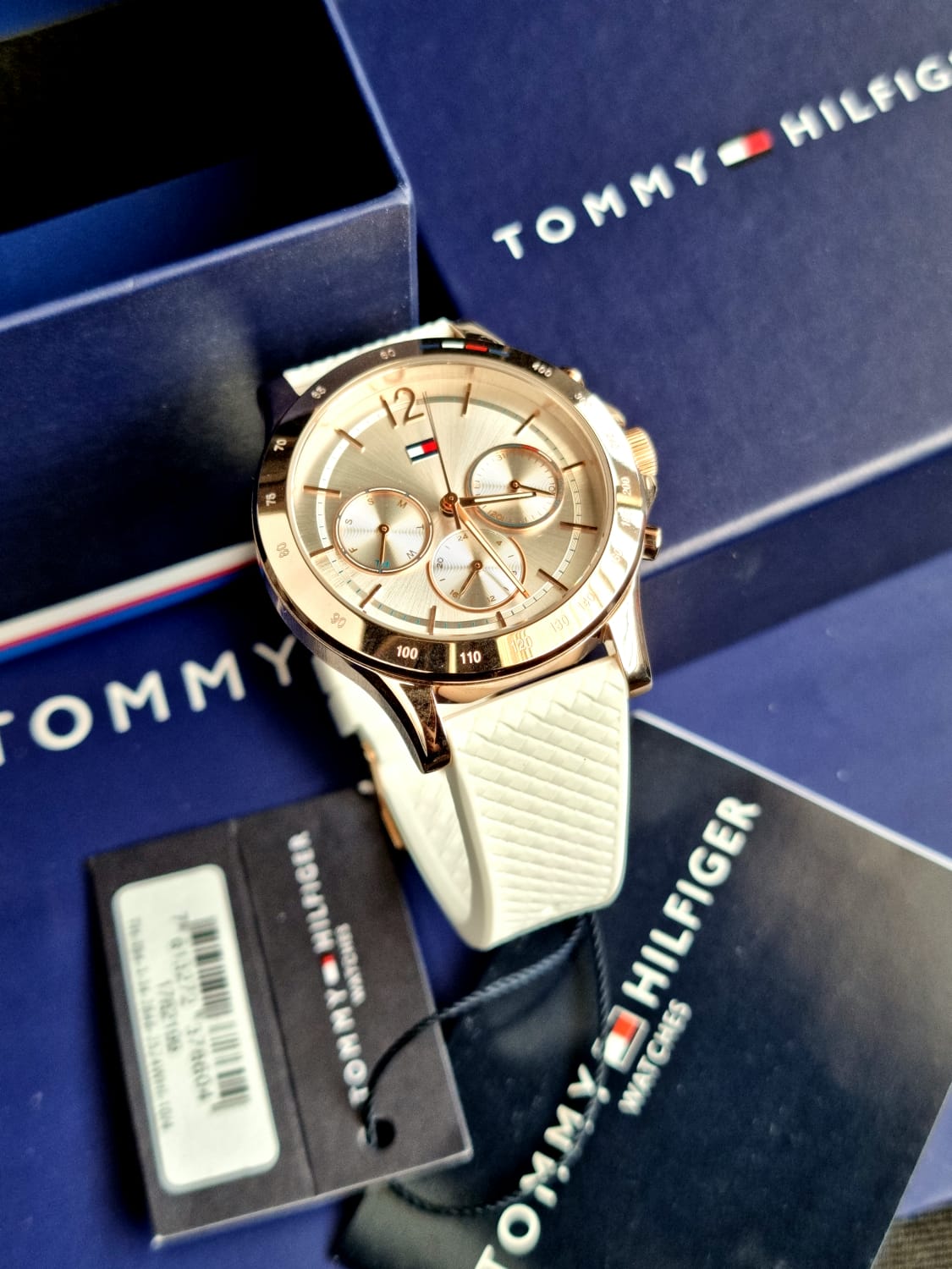  Shop Authentic Tommy Hilfiger Angela Silver Dial Cream Leather Strap Watch for Women - 1782123 - Luxxuri
