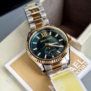  Shop Authentic Michael Kors Lexington Quartz Green Dial Two Tone Steel Strap Watch For Men - MK9063 - Luxxuri