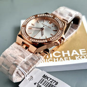  Shop Authentic Michael Kors Lennox Three Hand Silver Dial Rose Gold Steel Strap Watch For Women - MK7279 - Luxxuri