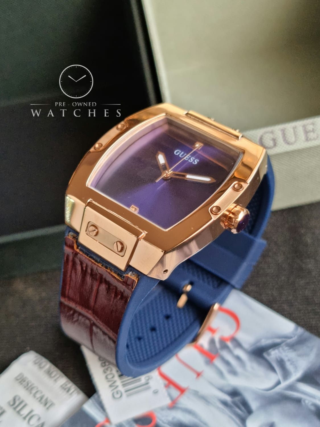  Shop Authentic Guess Phoenix Blue Dial Brown Leather Strap Watch for Men - GW0386G2 - Luxxuri