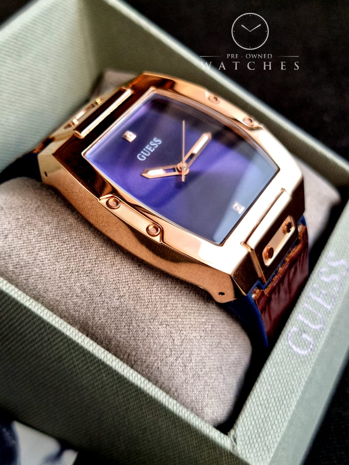  Shop Authentic Guess Phoenix Blue Dial Brown Leather Strap Watch for Men - GW0386G2 - Luxxuri