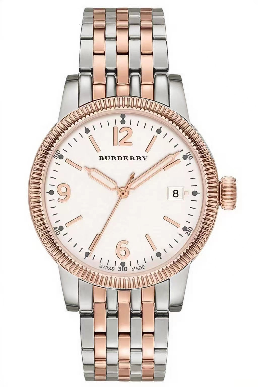  Shop Authentic Burberry Analog White Dial Two Tone Steel Strap Watch for Women - BU7872 - Luxxuri