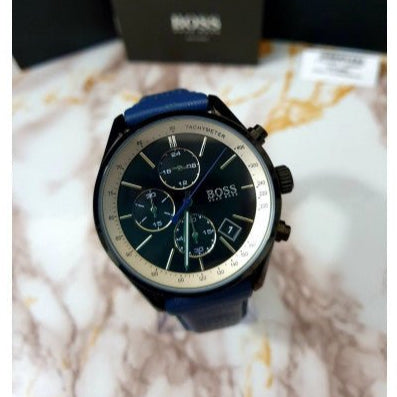  Shop Authentic Hugo Boss Grand Prix Chronograph Black Dial Blue Leather Strap Watch for Men - 1513563 - Luxxuri