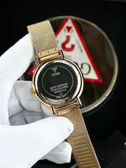  Shop Authentic Guess Iconic Quartz Gold Dial Gold Mesh Bracelet Watch For Women - GW0527L2 - Luxxuri