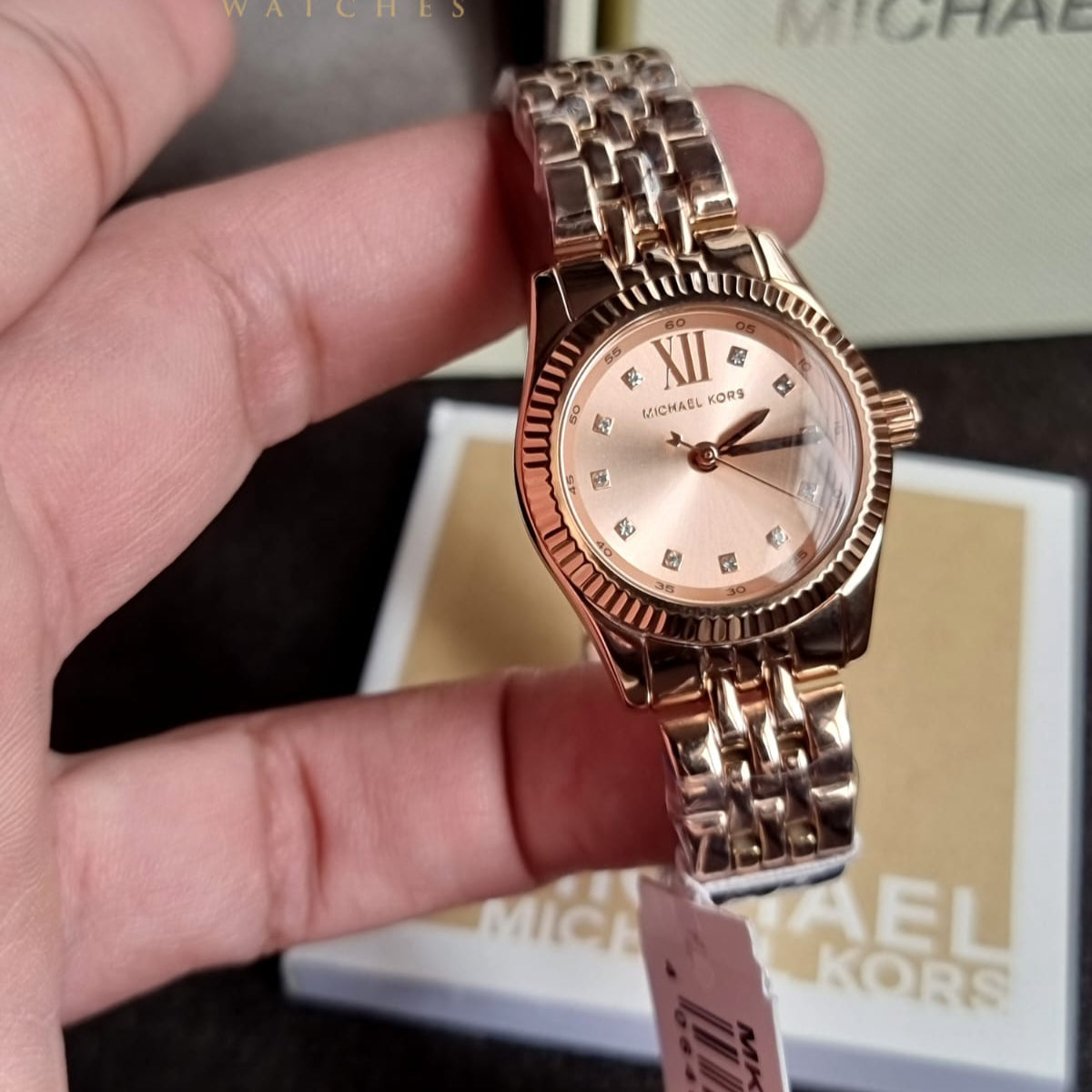  Shop Authentic Michael Kors Lexington Three Hand Rose Gold Dial Rose Gold Steel Strap Watch For Women - MK4739 - Luxxuri