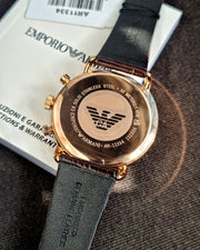  Shop Authentic Emporio Armani Mia Three Hand Crystals Silver Dial Black Leather Strap Watch For Women - AR11631 - Luxxuri