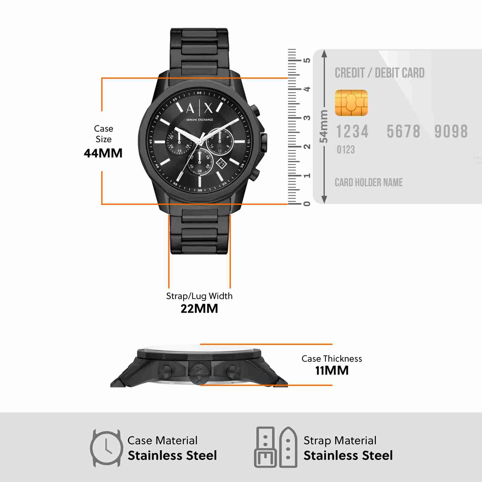  Shop Authentic Armani Exchange Banks Chronograph Black Dial Black Steel Strap Watch For Men - AX1722 - Luxxuri