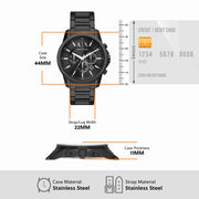  Shop Authentic Armani Exchange Banks Chronograph Black Dial Black Steel Strap Watch For Men - AX1722 - Luxxuri