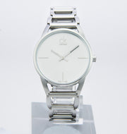  Shop Authentic Calvin Klein Stately White Dial Silver Steel Strap Watch for Women - K3G23126 - Luxxuri