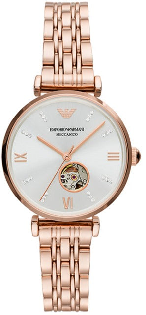  Shop Authentic Emporio Armani Gianni T-Bar Silver Dial Rose Gold Steel Strap Watch For Women - AR60023 - Luxxuri
