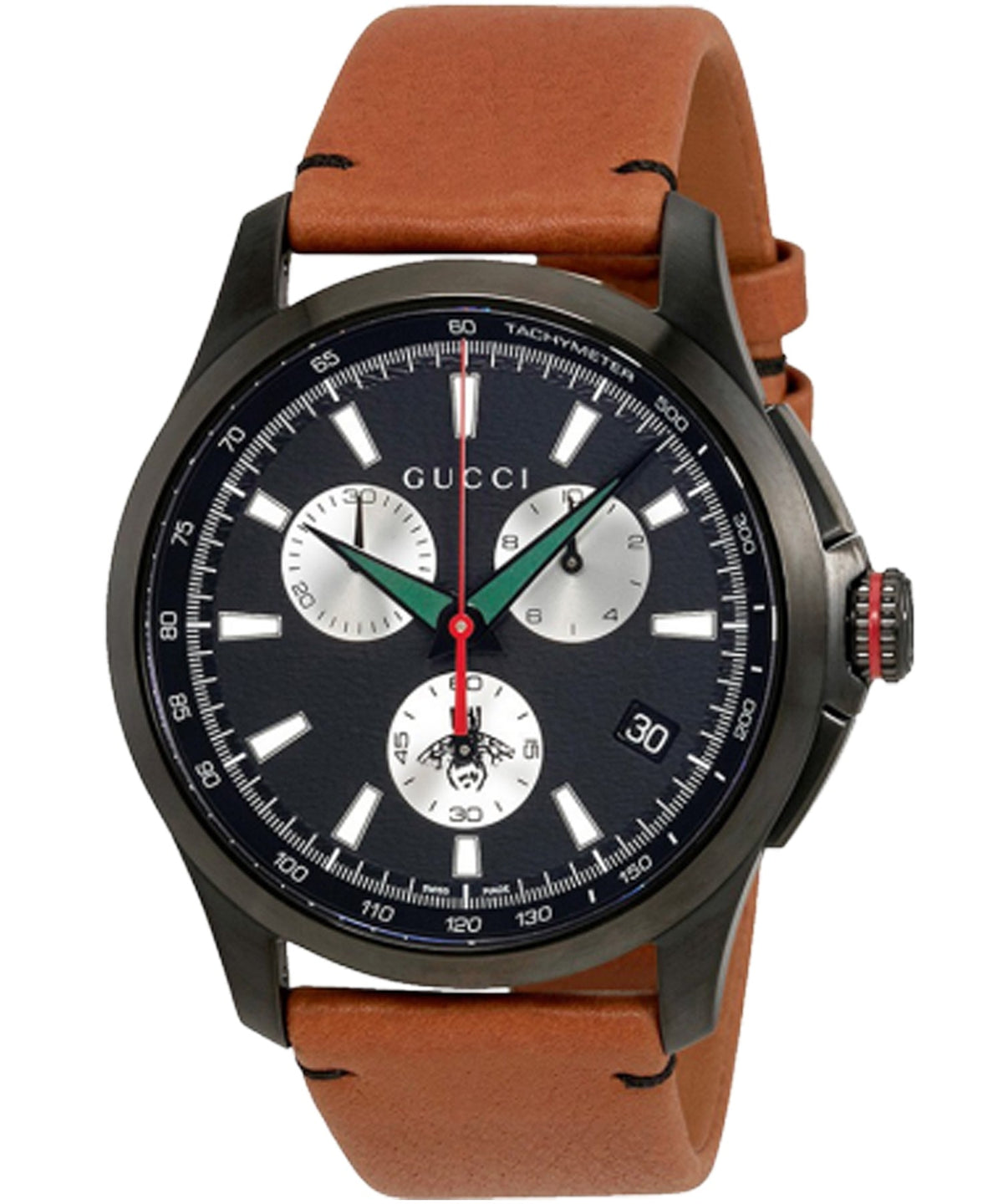  Shop Authentic Gucci G-Timeless Chronograph Black Dial Brown Leather Strap Watch For Men - YA126271 - Luxxuri