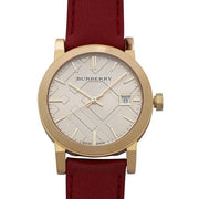  Shop Authentic Burberry The City Gold Dial Red Leather Strap Watch for Women - BU9140 - Luxxuri
