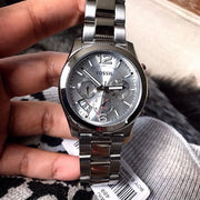  Shop Authentic Fossil Boyfriend Multifunction Silver Dial Silver Steel Strap Watch for Women - ES3883 - Luxxuri