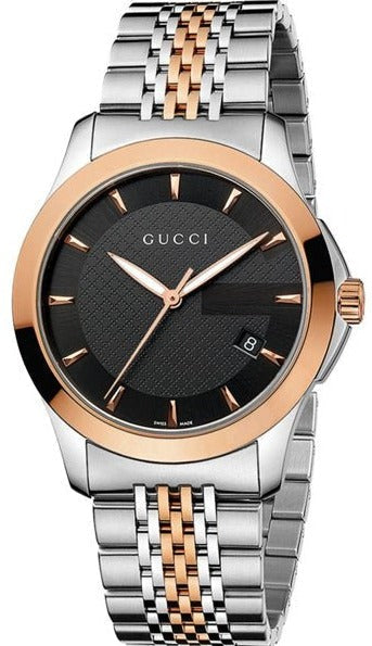  Shop Authentic Gucci G Timeless Black Dial Two Tone Steel Strap Watch For Men - YA126410 - Luxxuri