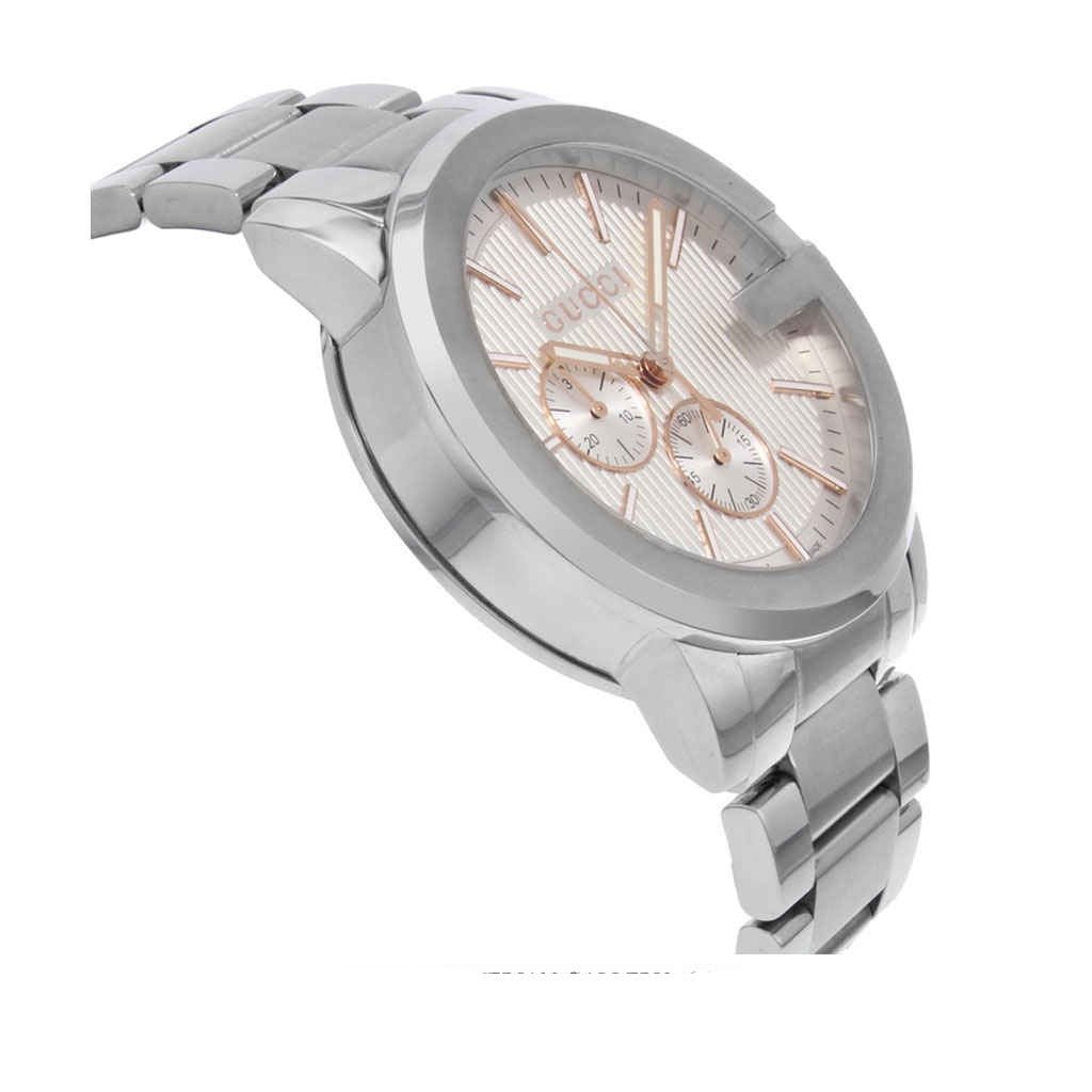  Shop Authentic Gucci G Chrono Chronograph Silver Dial Silver Steel Strap Watch For Men - YA101201 - Luxxuri