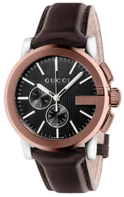  Shop Authentic Gucci G Chrono Black Dial Brown Leather Strap Watch For Men - YA101202 - Luxxuri