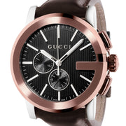  Shop Authentic Gucci G Chrono Black Dial Brown Leather Strap Watch For Men - YA101202 - Luxxuri