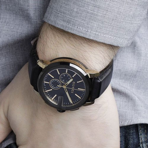  Shop Authentic Gucci G Chrono Black Dial Black Leather Strap Watch For Men - YA101203 - Luxxuri