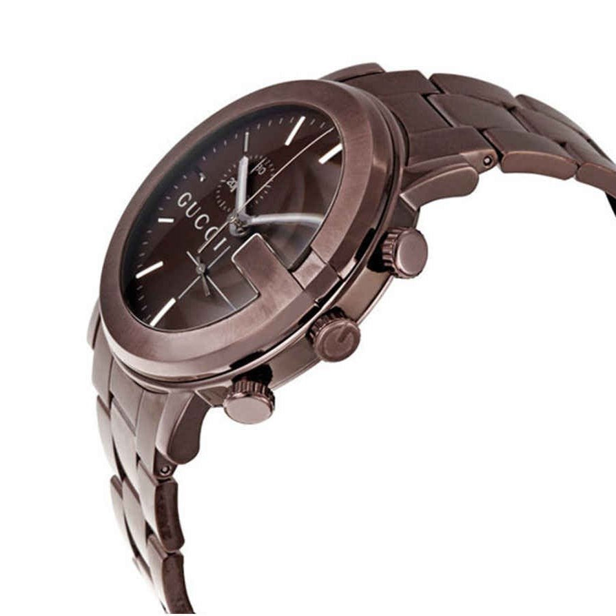 Shop Authentic Gucci G Chrono Brown Dial Brown Steel Strap Watch For Men - YA101341 - Luxxuri