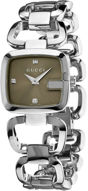  Shop Authentic Gucci G Gucci Brown Dial Silver Steel Strap Watch For Women - YA125503 - Luxxuri