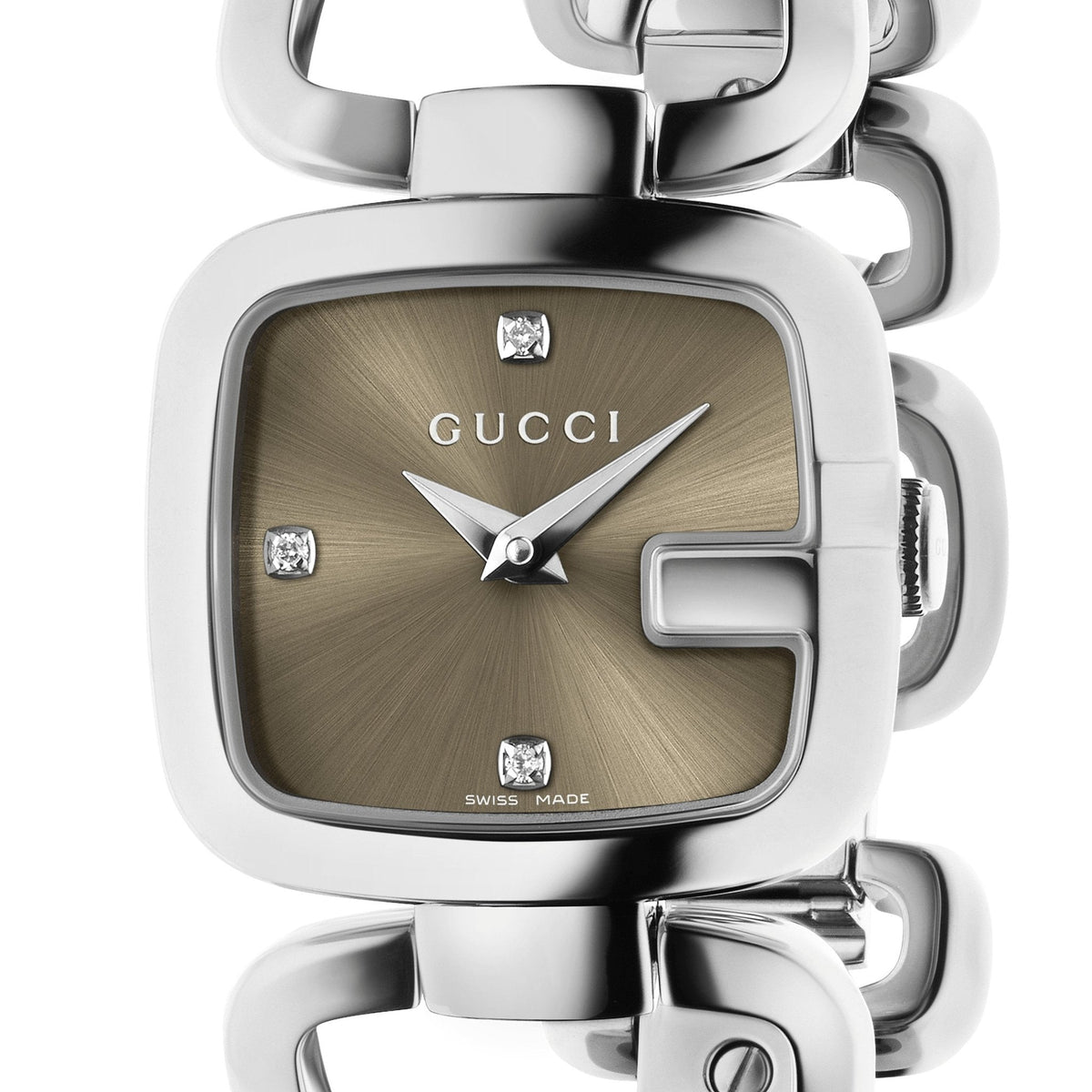  Shop Authentic Gucci G Gucci Brown Dial Silver Steel Strap Watch For Women - YA125503 - Luxxuri