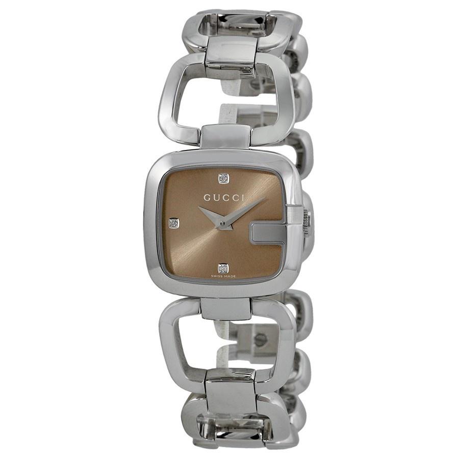  Shop Authentic Gucci G Gucci Brown Dial Silver Steel Strap Watch For Women - YA125503 - Luxxuri